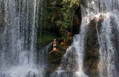 waterfall, diving, water, risk