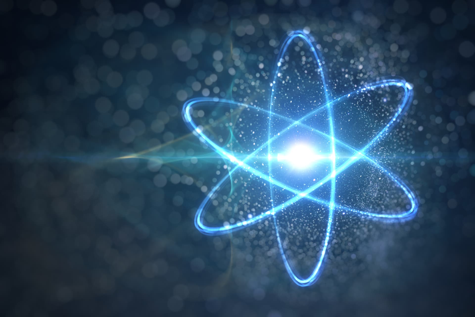 Image of an atom structure, symbolizing physics.