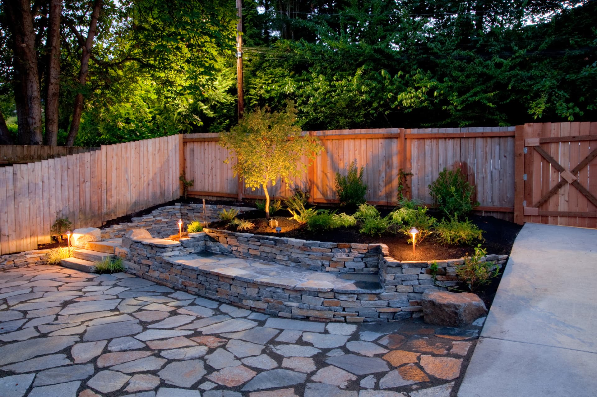 hardscaped backyard