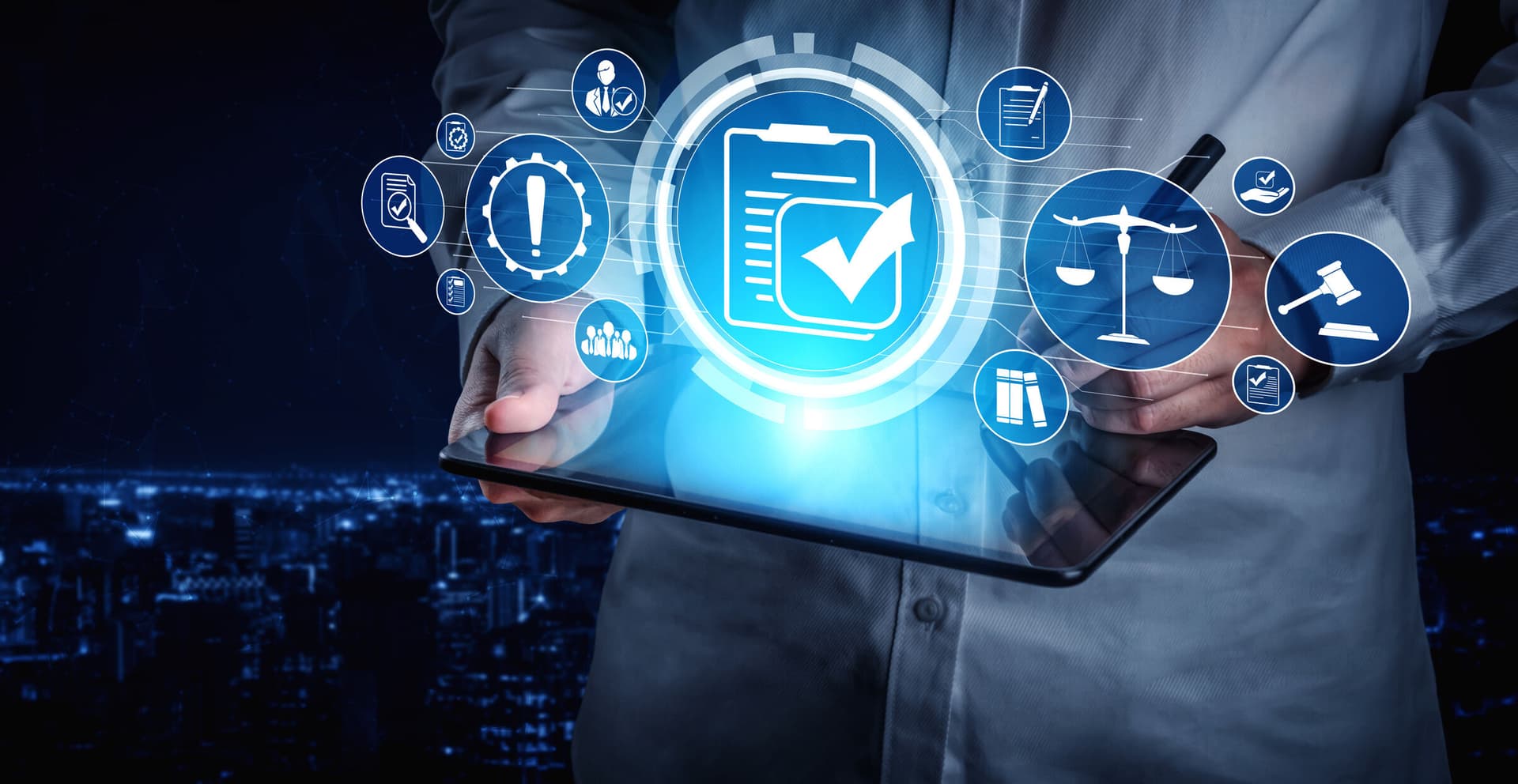 Compliance rule law and regulation graphic interface for business quality policy planning to meet international standard.