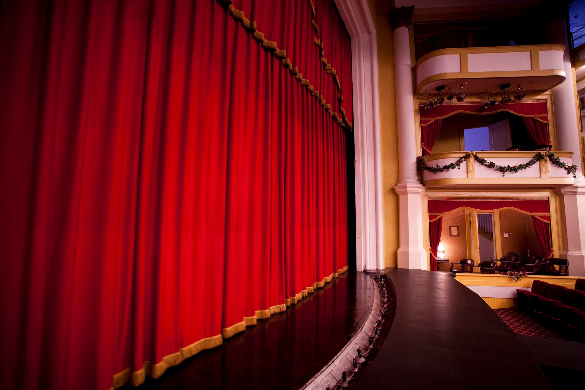 Stage curtains in a theatre