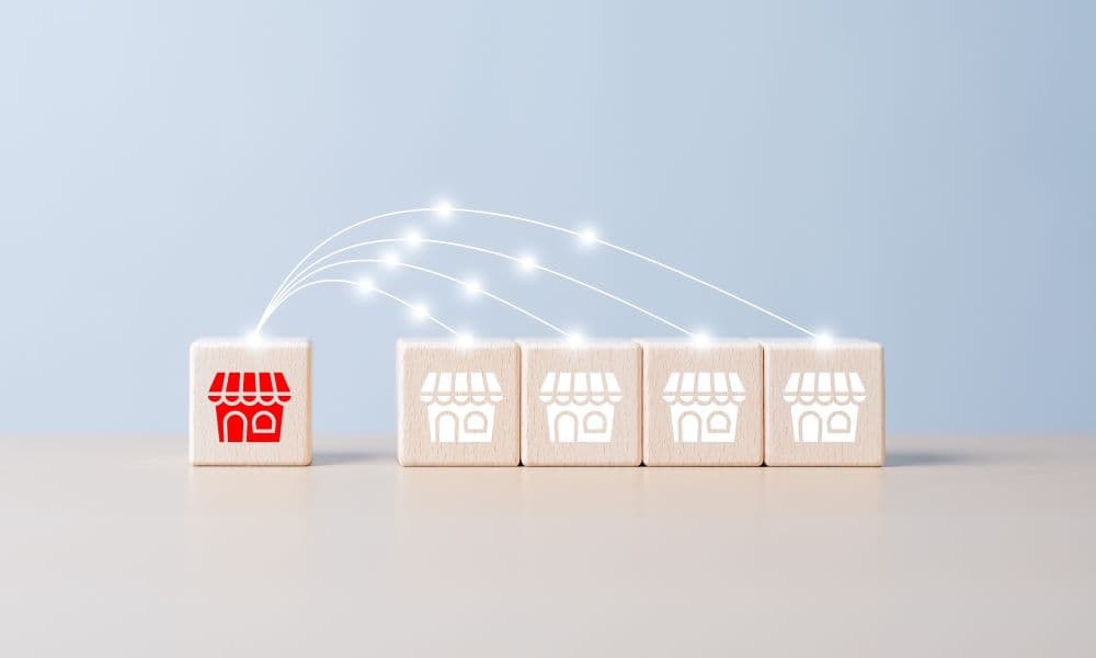 a series of blocks showing franchises.