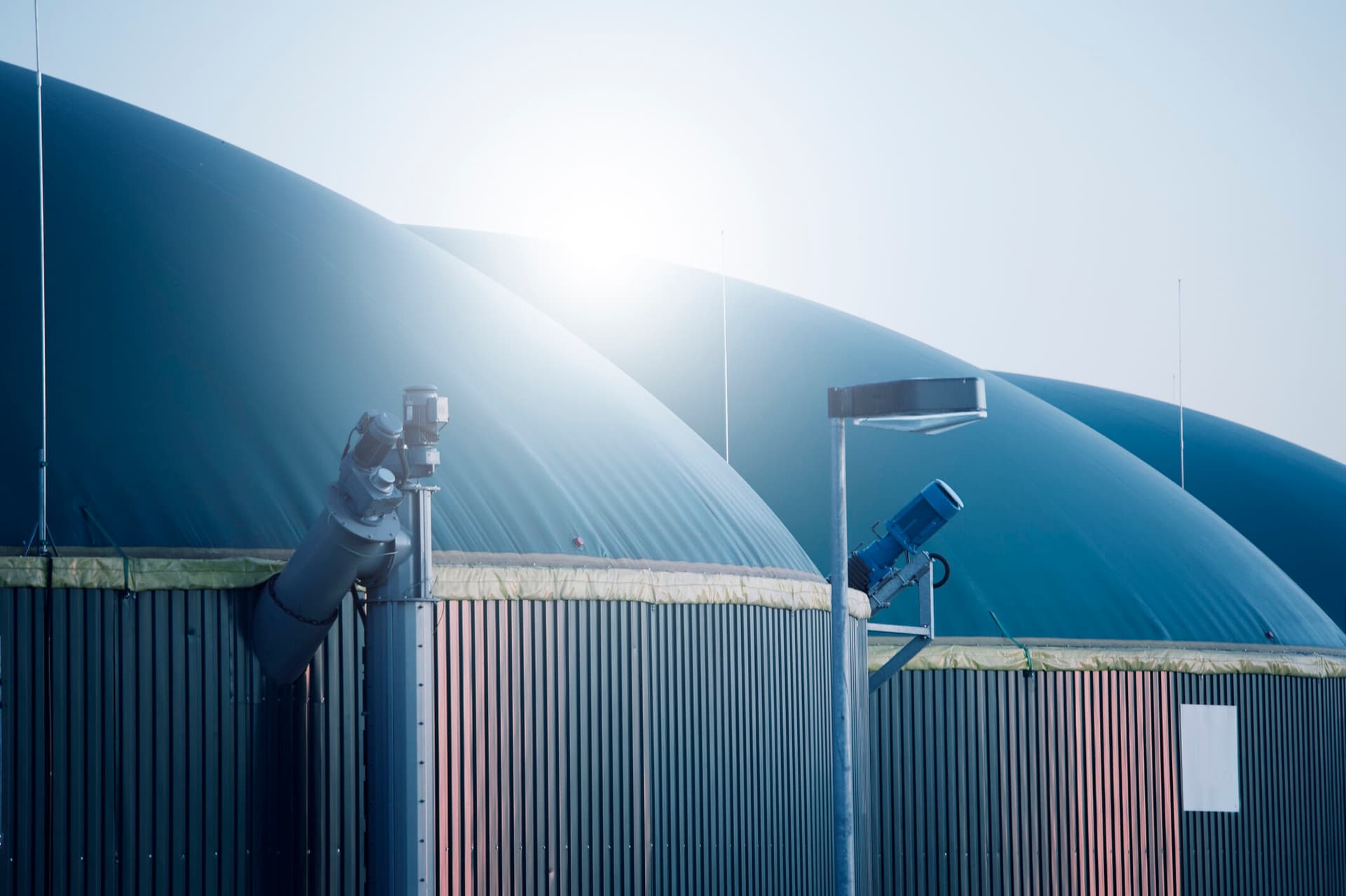 Detail shot of a modern biogas plant in Germany. Cross processed and vignette added.