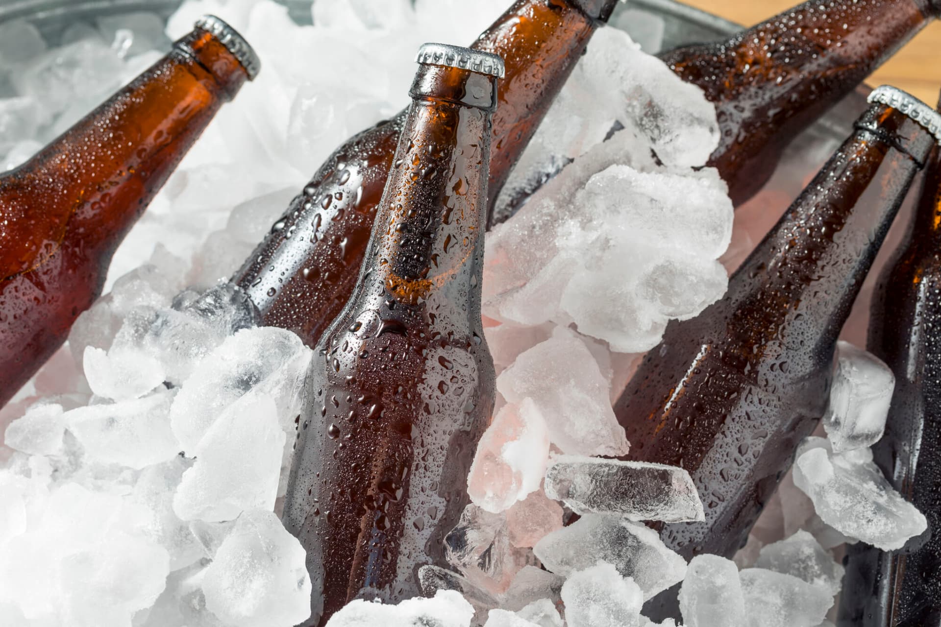 Cold Icy Beer Bottles
