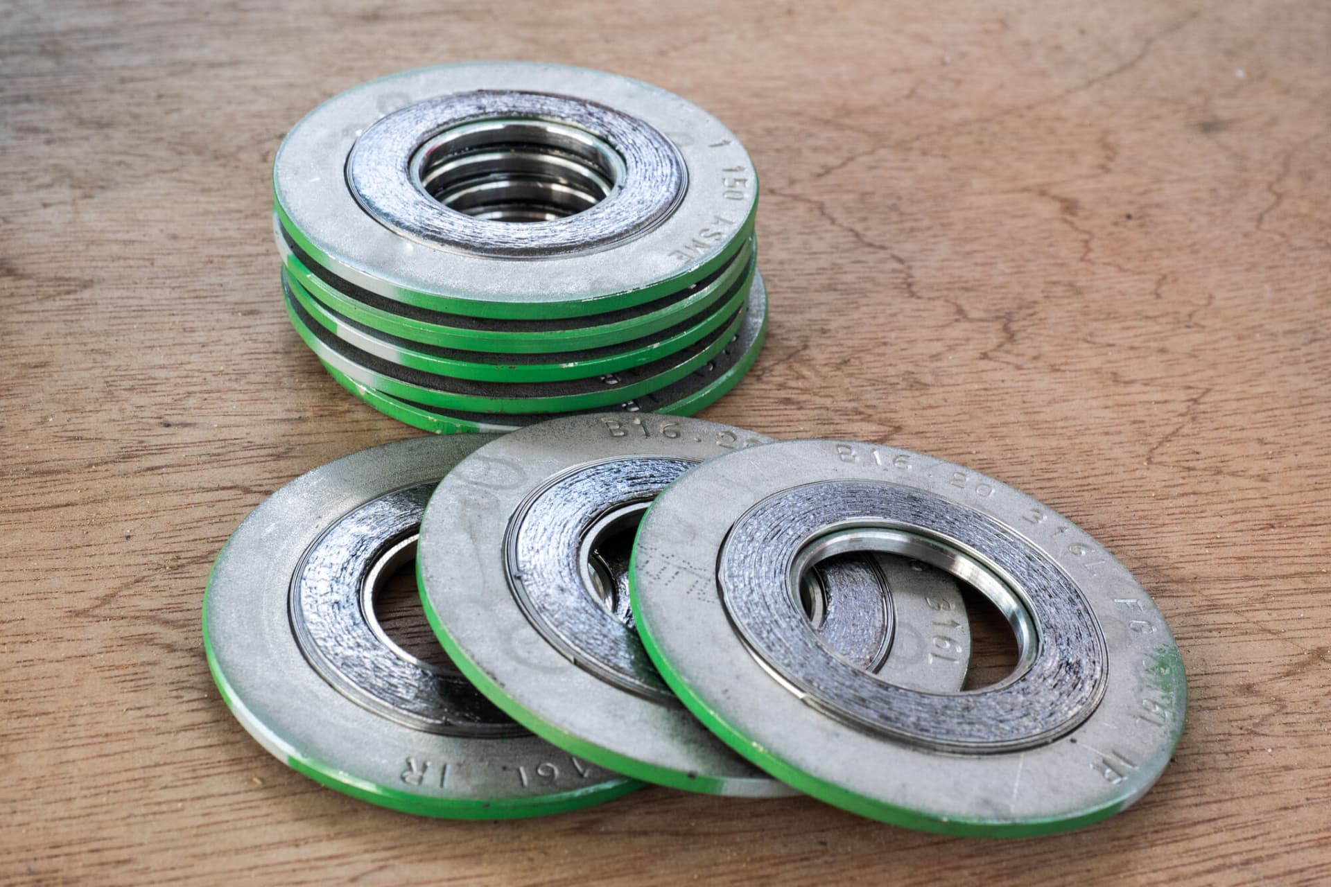 Spiral wound gasket for piping system.