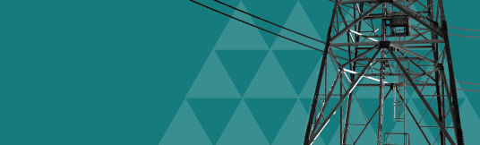 An electricity pylon with power lines, representing the power and transmission sectors.