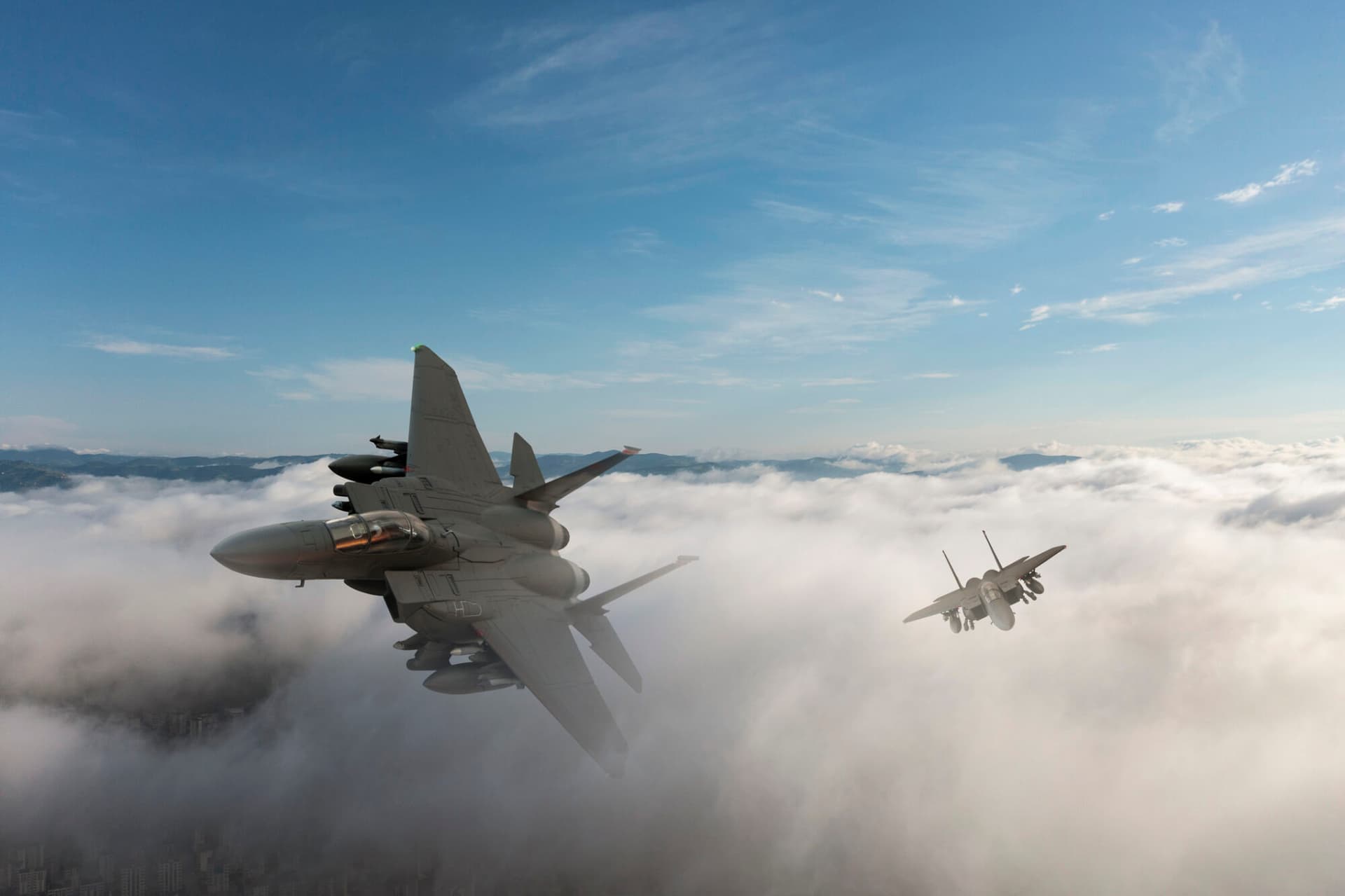 Picture of two jet fighters in the air