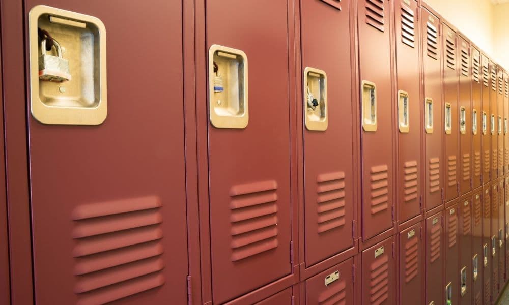 A picture of lockers in a gym.