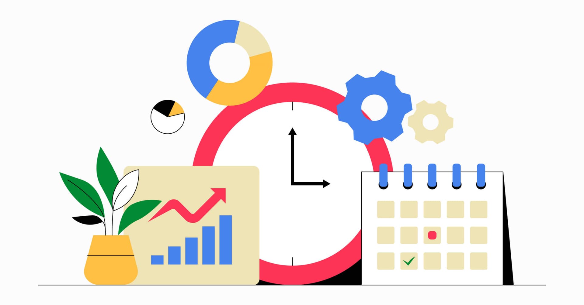 Image of a clock with a growth chart next to it.
