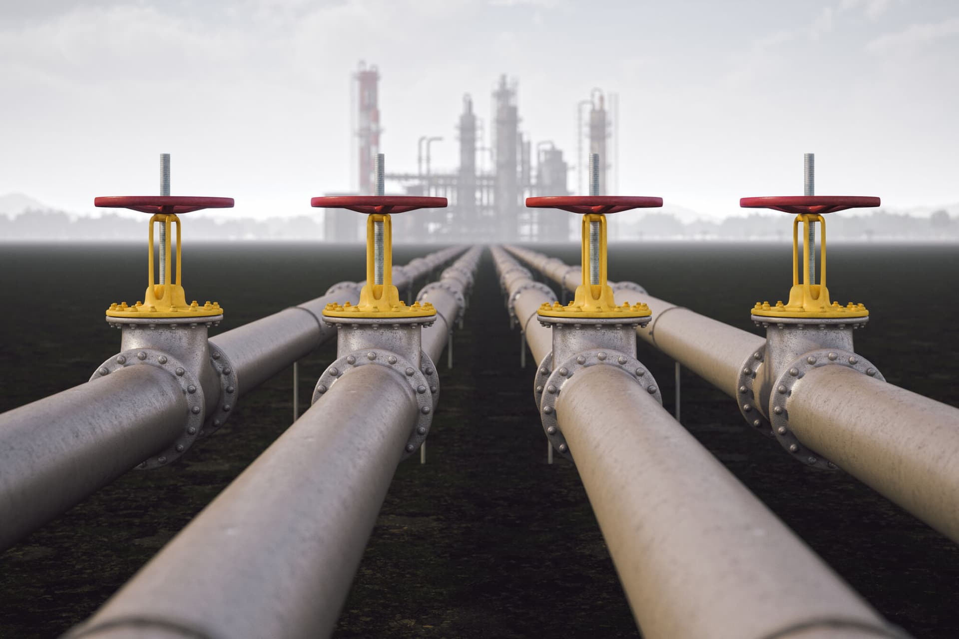 Image of an oil refinery and pipeline.