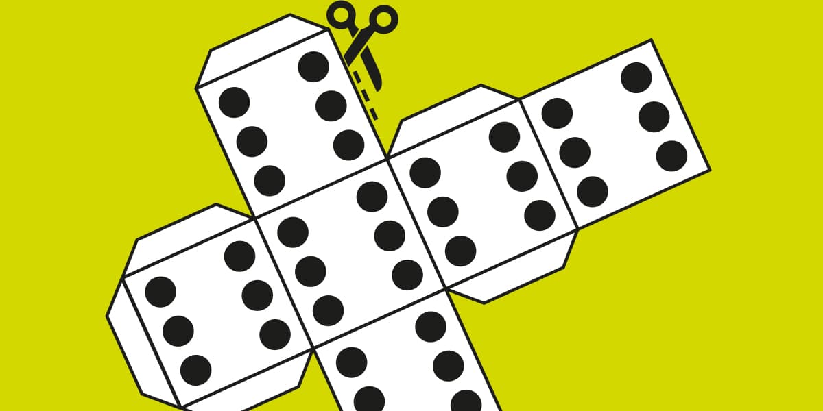 An illustration of a cut-out dice
