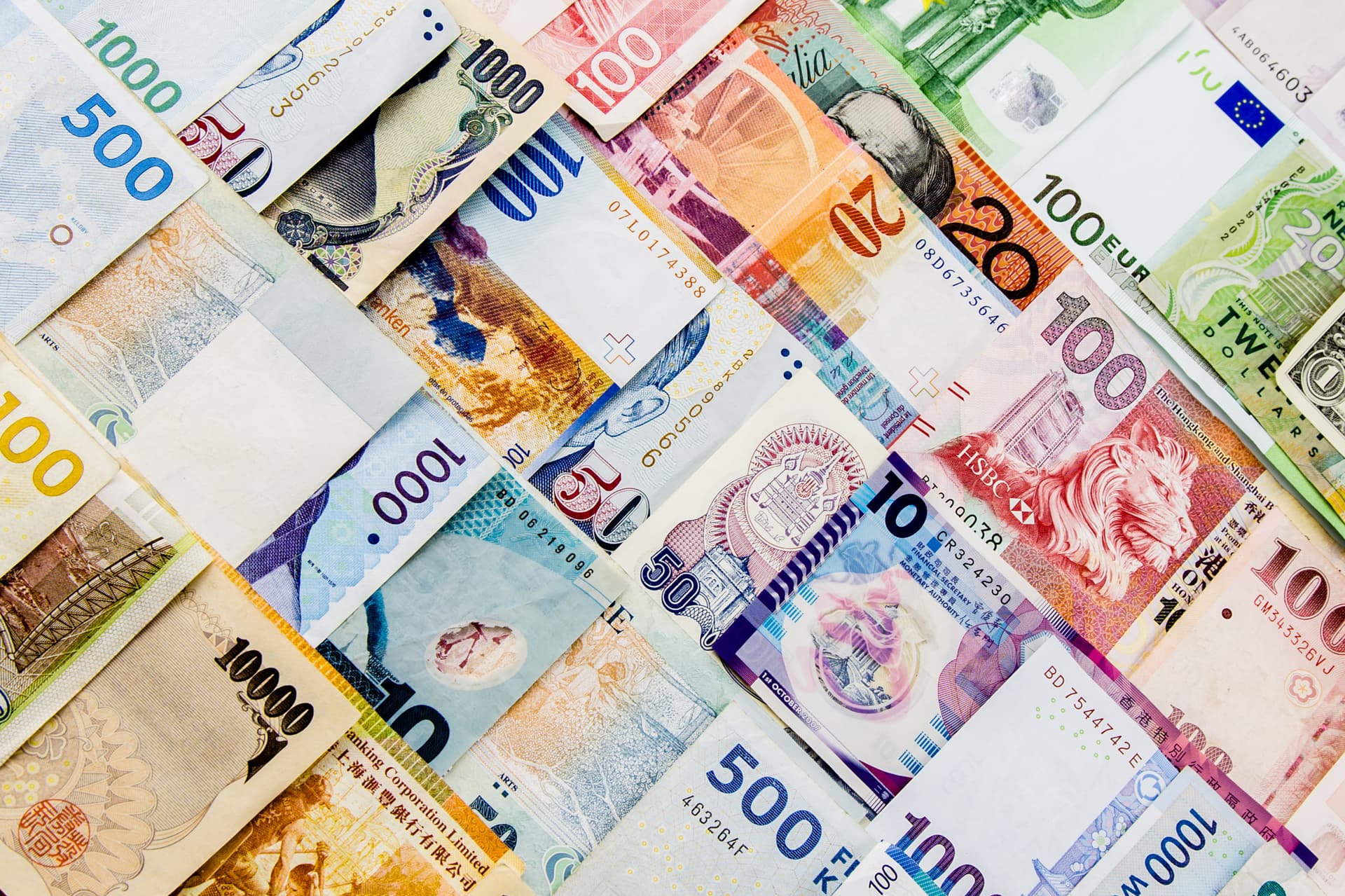 Paper currencies, courtesy of Getty Images.