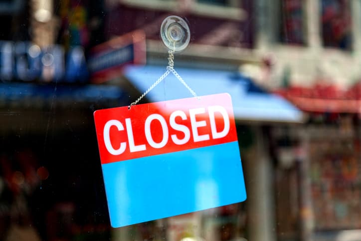 Consumer businesses closed