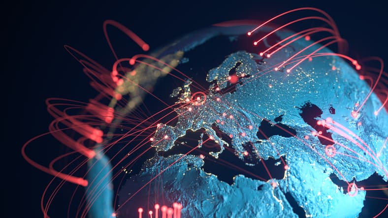 Global Connection Lines - Data Exchange, Pandemic, Computer Virus