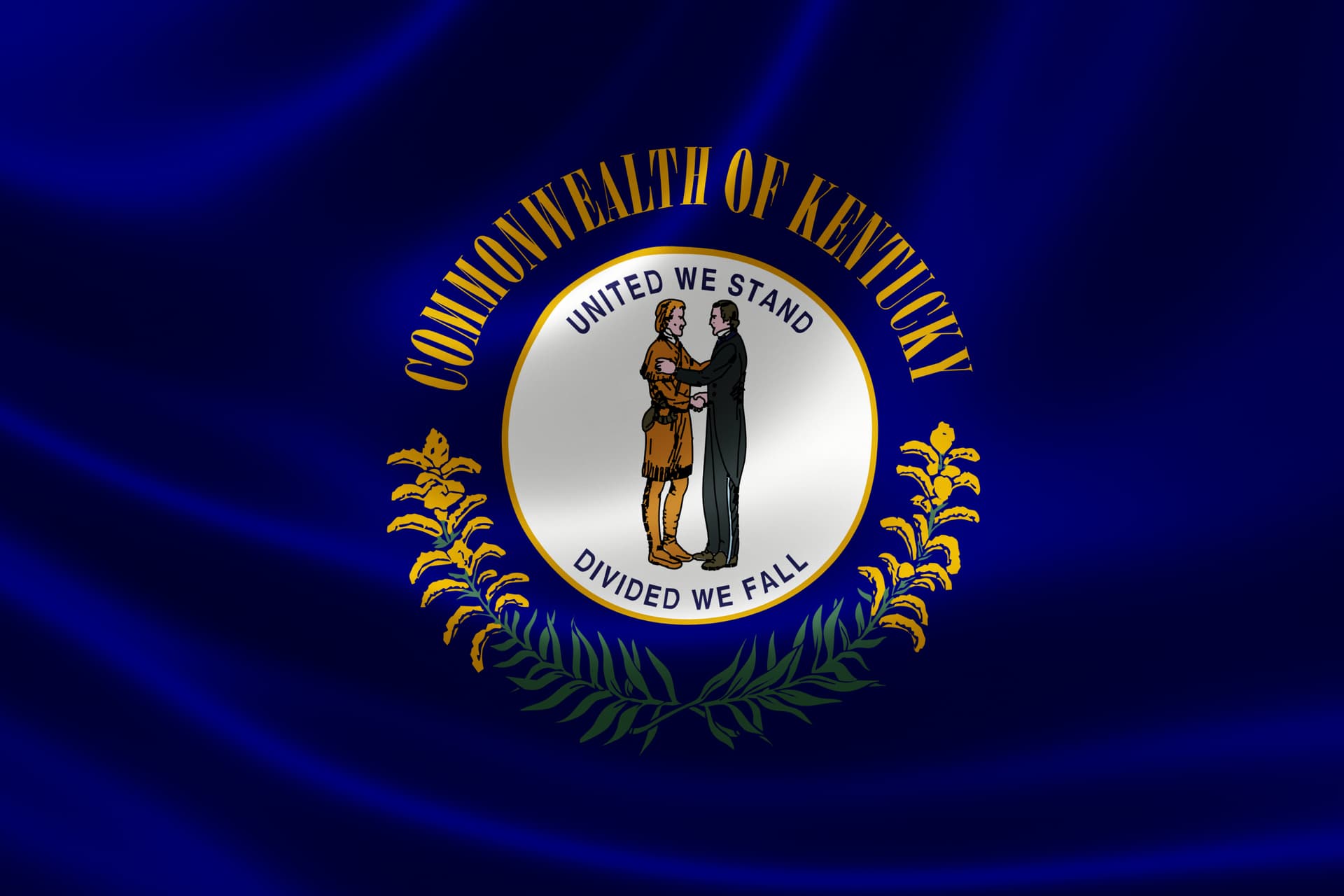 3D rendering of the flag of Kentucky on satin texture.