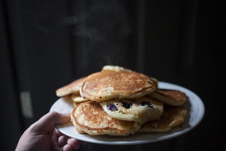 Stack of pancakes steaming