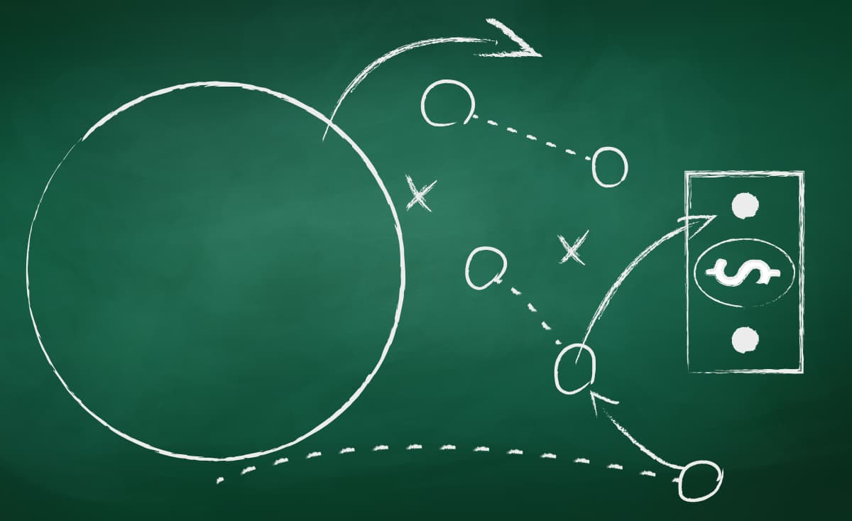 Chalk board showing a sport diagram