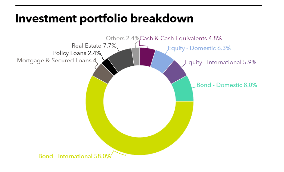 Investment Portfolio breakdown of Cathay Life Insurance
