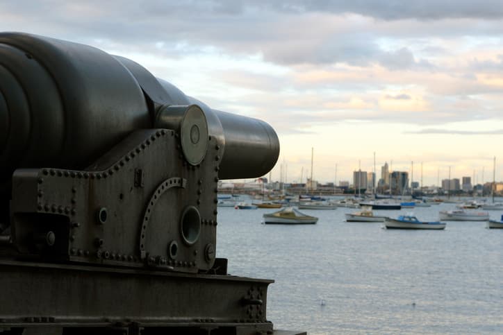 Cannon pointed at Melbourne, Australia