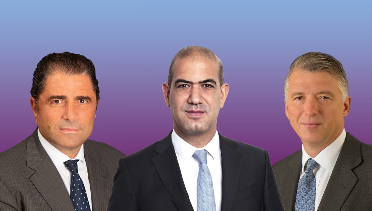 Headshots of Carlyle executives Marco De Benedetti, Jonathan Zafrani and Gregor Boehm
