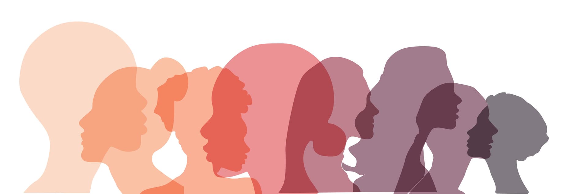 Female silhouettes against a white background