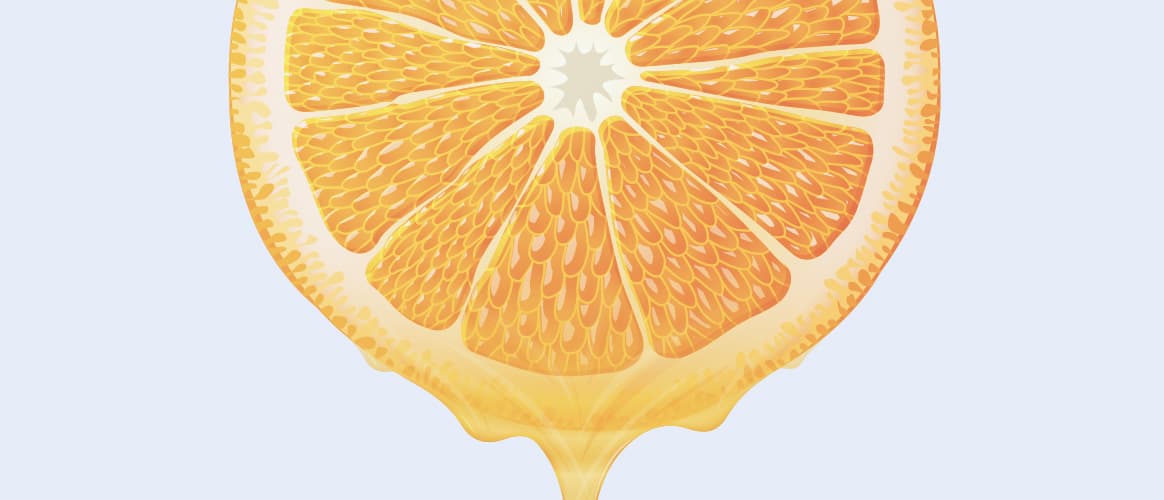 A slice of a juicy orange