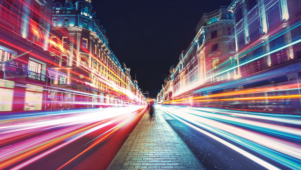 Fast cars at night long exposure