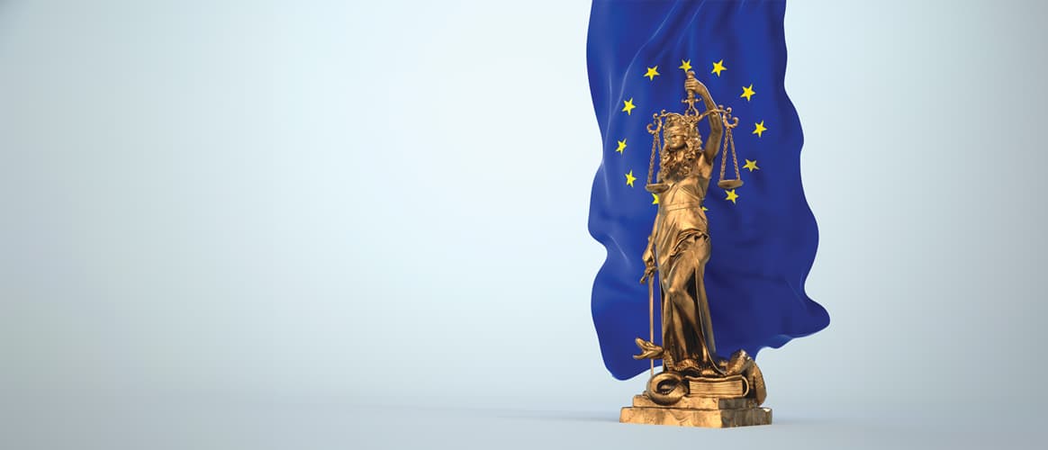 Lady Justice with EU flag