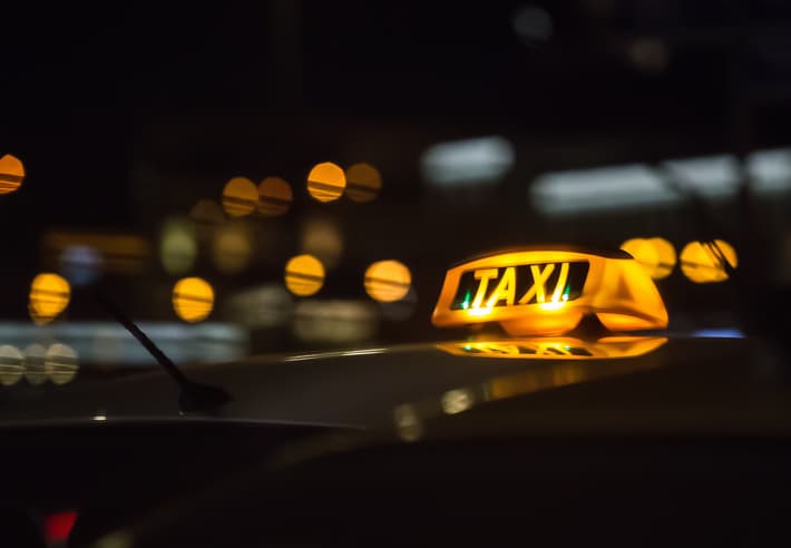 A New York taxi at night
