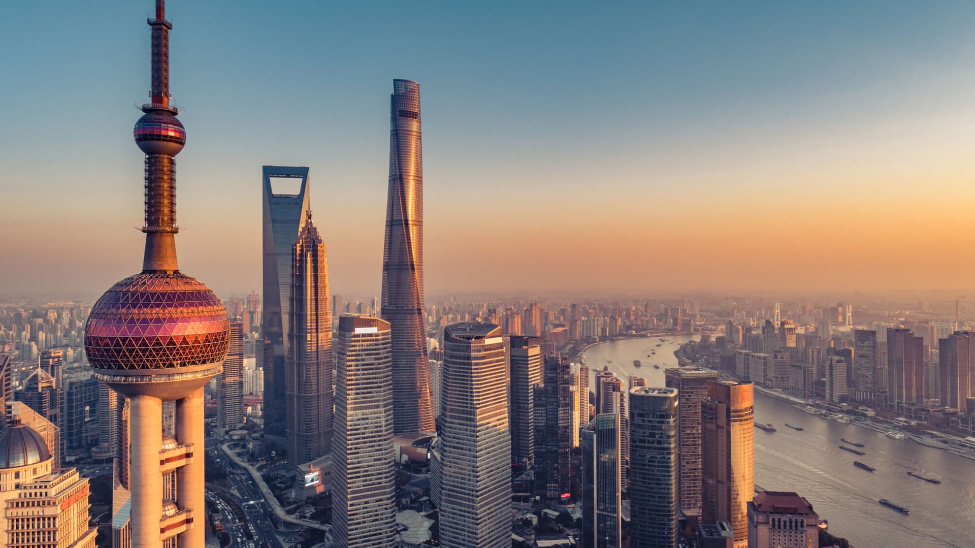 Shanghai skyline at sunrise