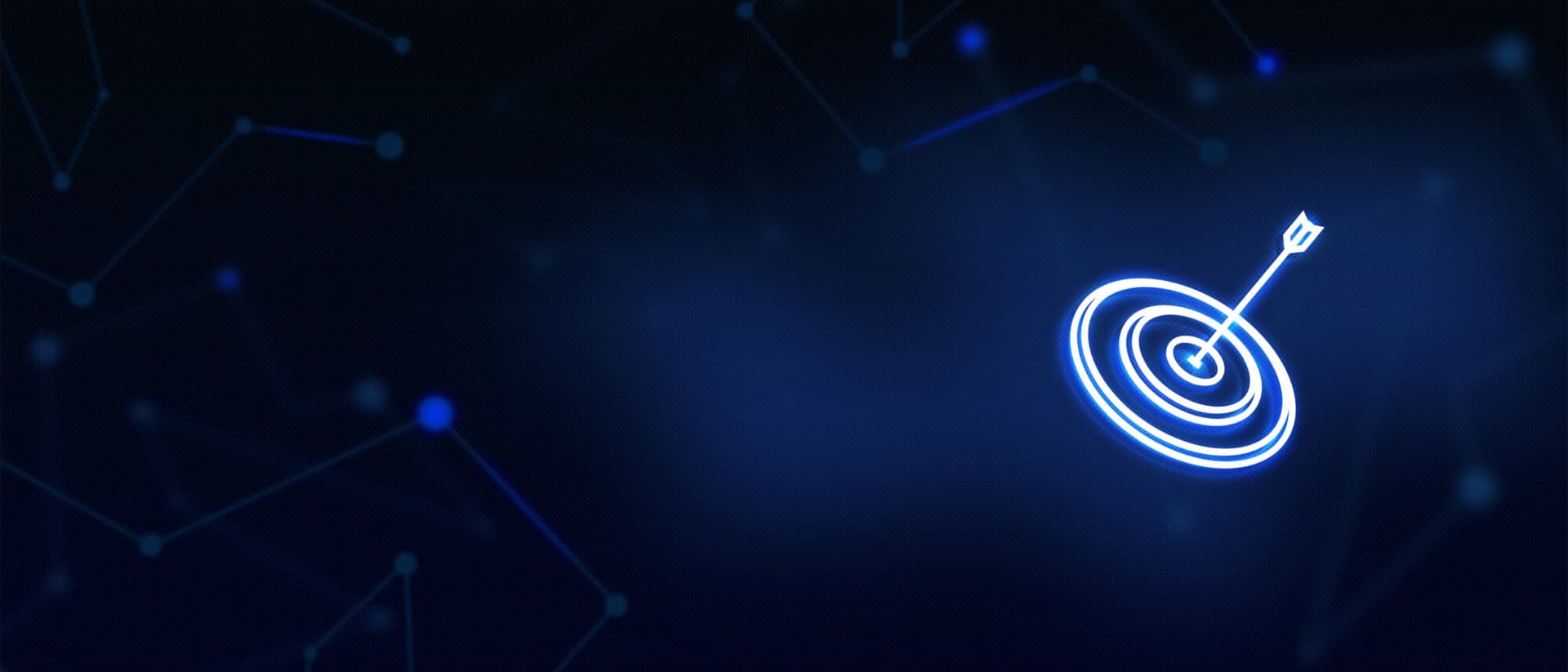 A digital rendering of a target being hit by an arrow on a blue background