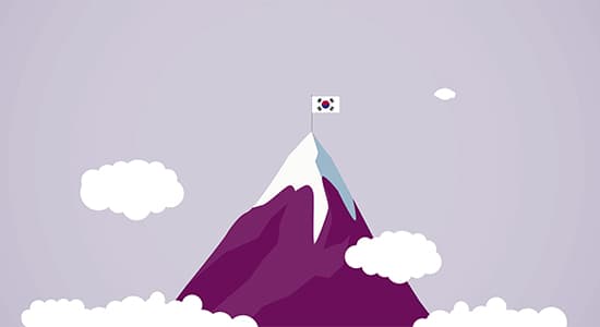 Korean flag on mountain