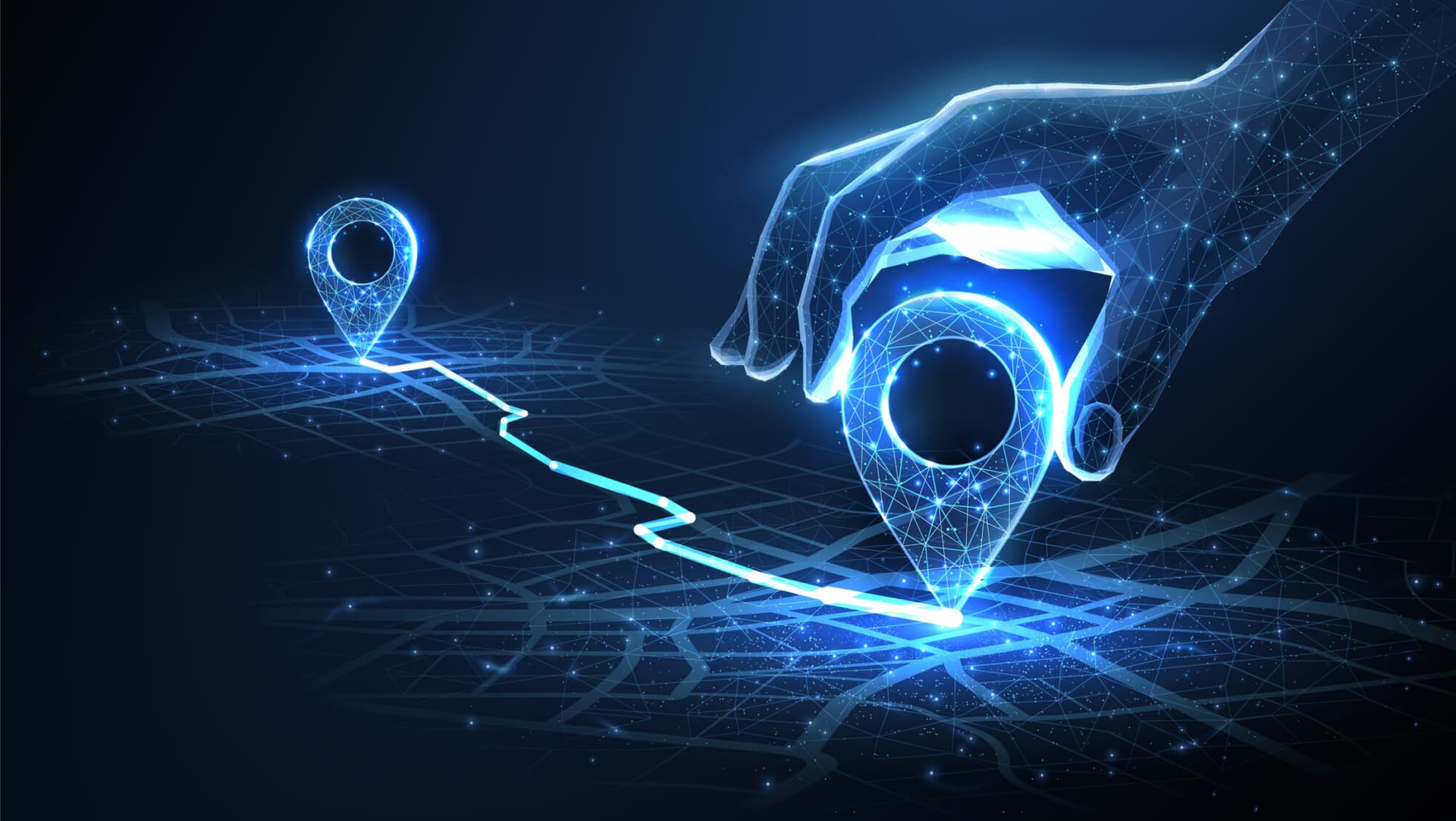 A digital hand placing a location marker in a new spot