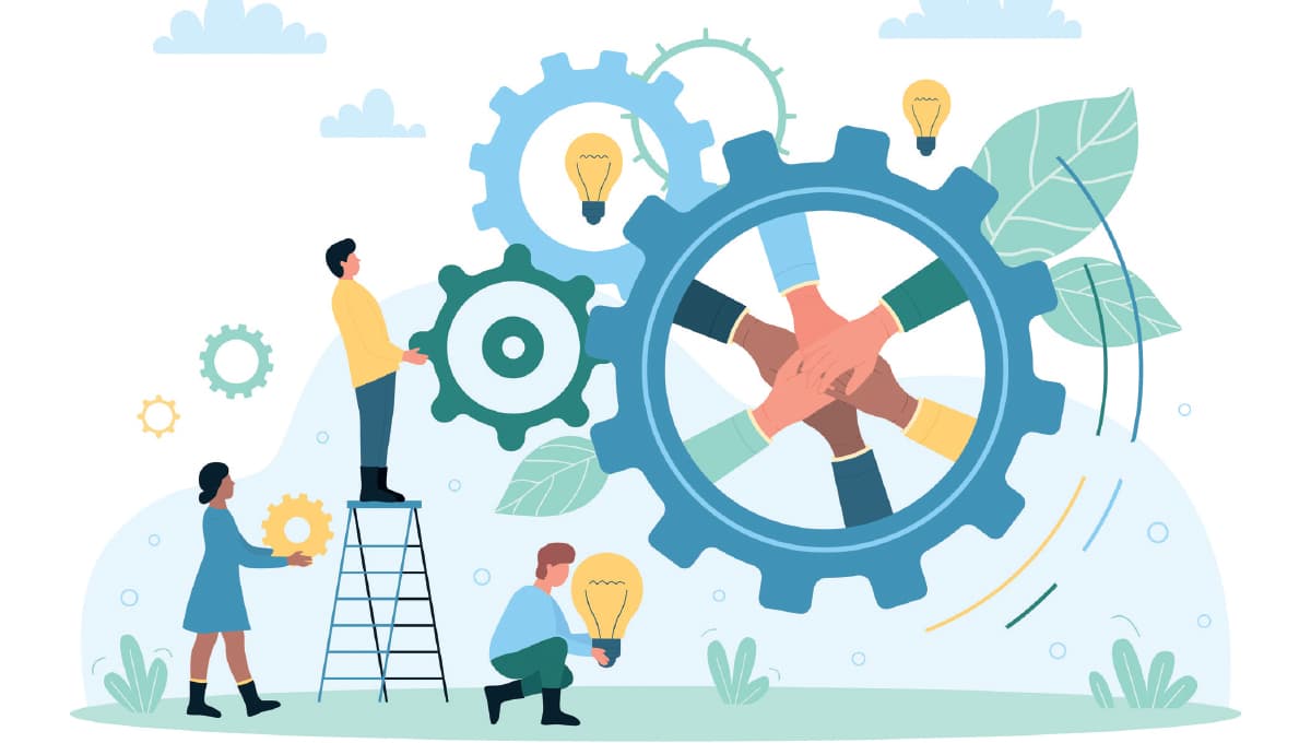 Cogs and people sustainability illo