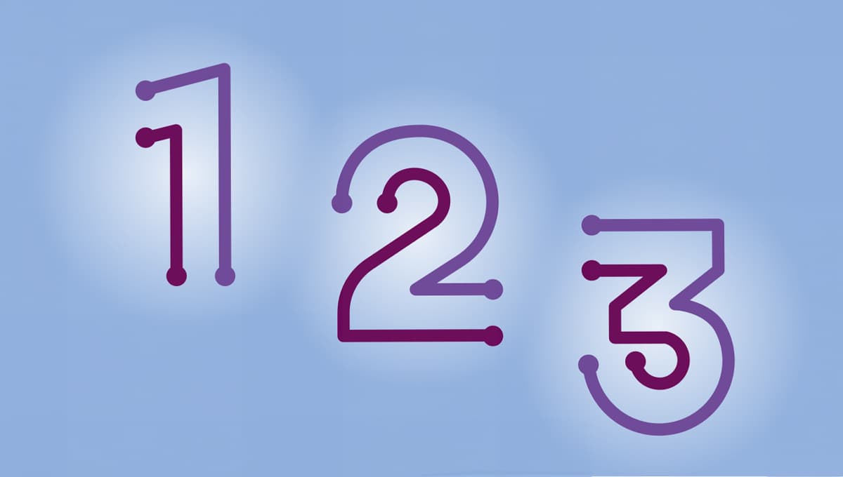 Numbers one two and three