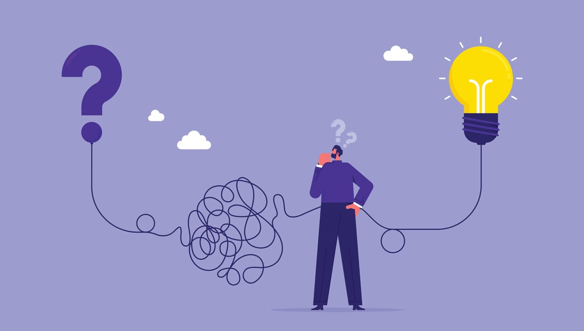 A man puzzles over a question and happens upon an idea