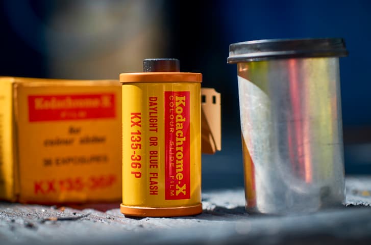 Roll of Kodak Kodachrome 35mm Transparency Film, It was first introduced in 1935 and became very popular with professional photographers for its rich colours.
