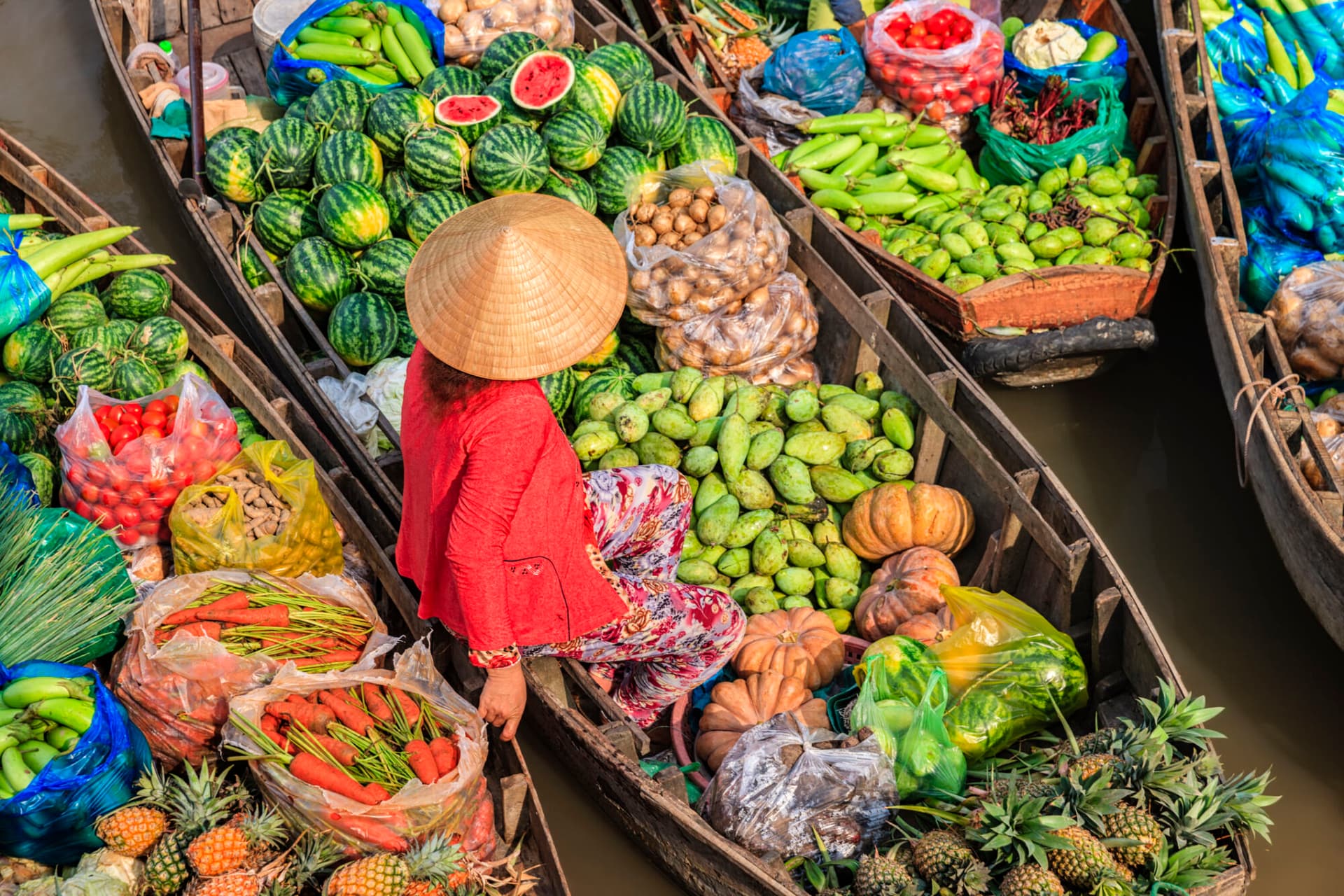 Woman selling goods in Vietnam