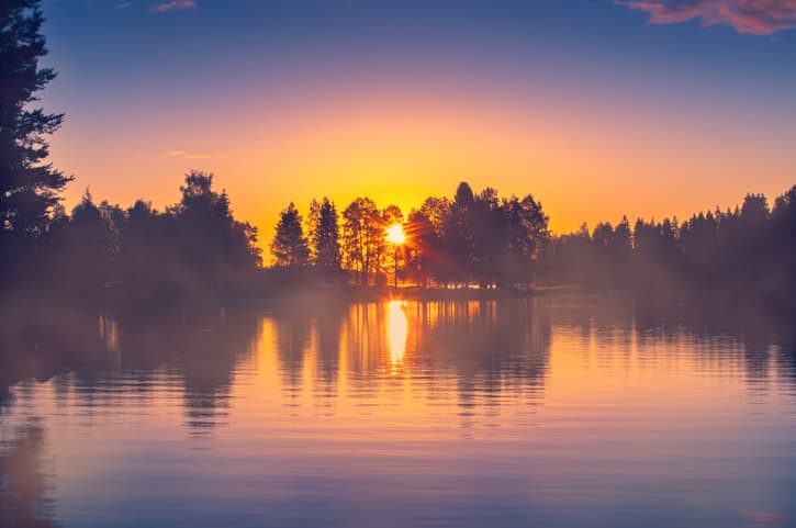Summer night sunset from Sotkamo, Finland.