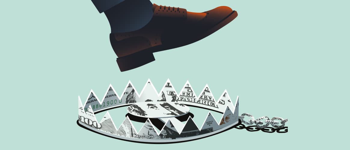 A foot is about to step into a bear trap