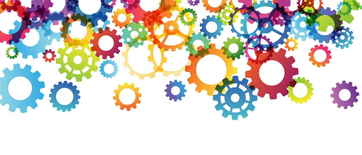 Interlocking cogs of all colours