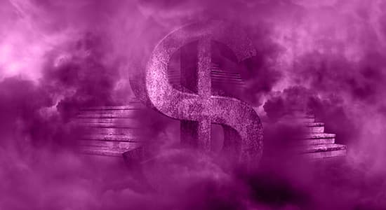 smoking dollar sign at bottom of stairs