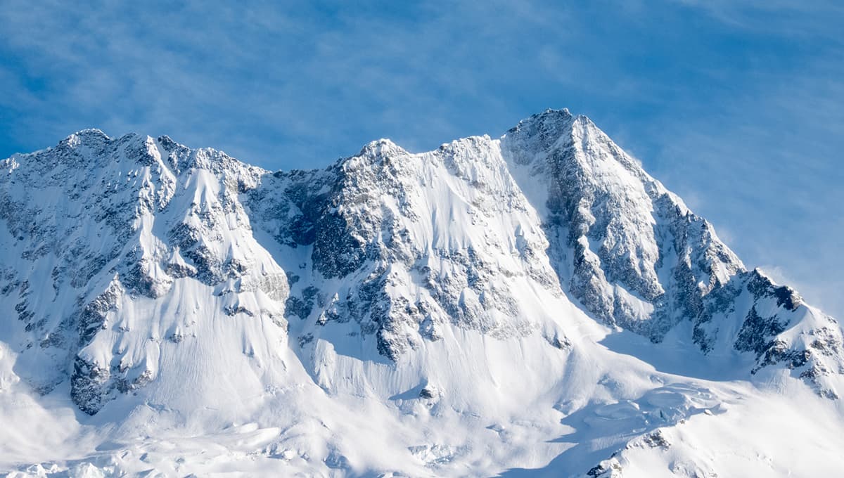 A mountain covered in snow