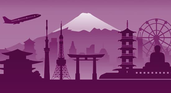 Illustration of a snow covered mountain in Japan
