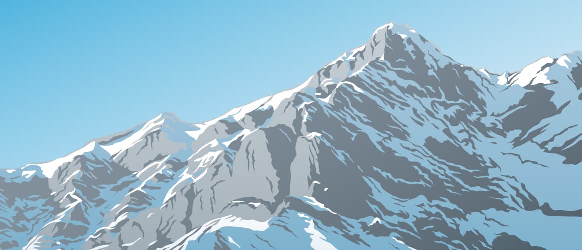 An illustration of snow covered mountain tops