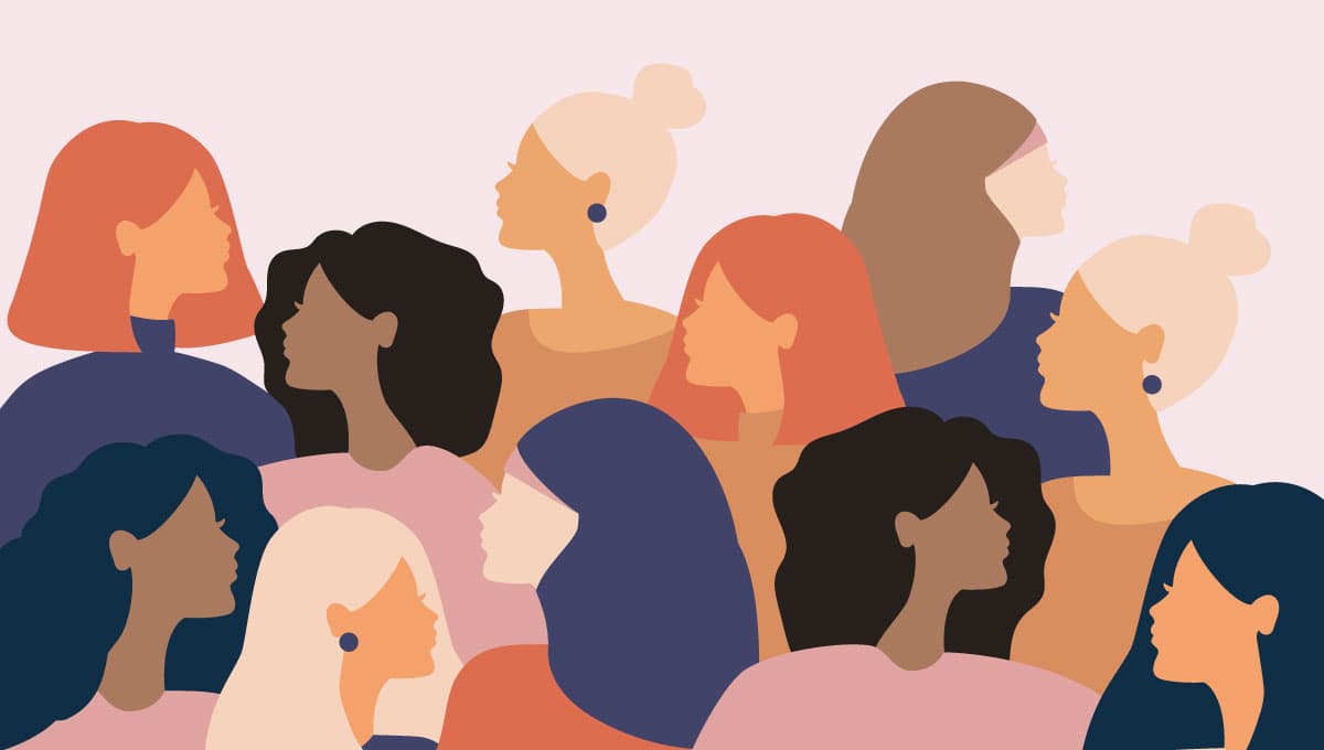 An illustration of a crowd of women