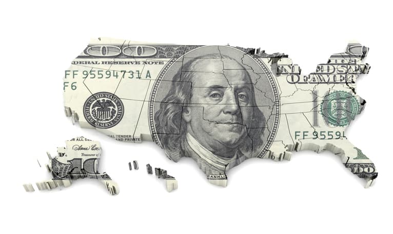 US Map Dollar Currency