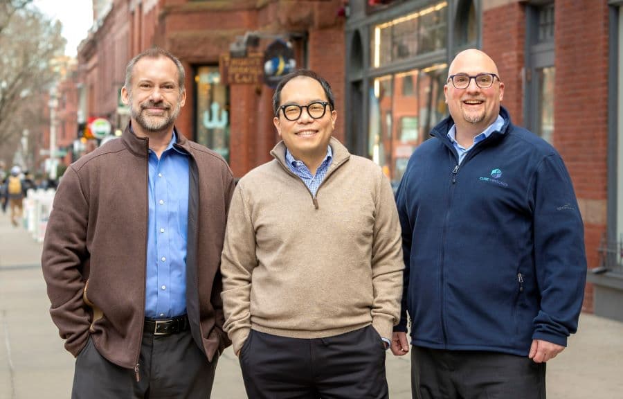 Photo of Cure Ventures managing partners Lou Tartaglia, Richard Lim and David Fallace.
