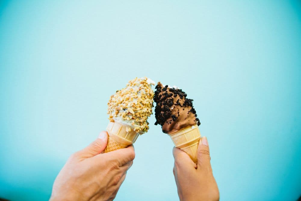 Photo of two ice cream cones.