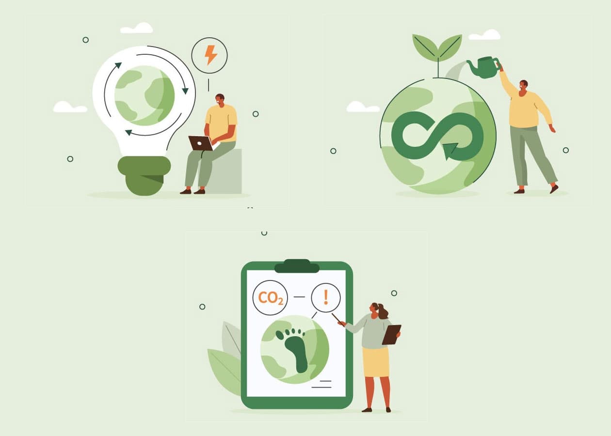 Illustration of climate technology and fundraising.